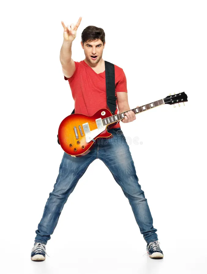another man playing the electric guitar